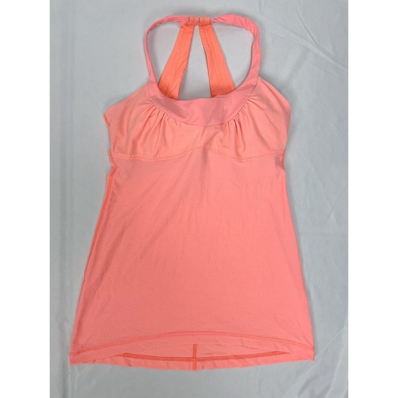 Lululemon Tops - Lululemon Women Size 6 Athletic Top Padded‎ Shelf Bra Racerback Orange